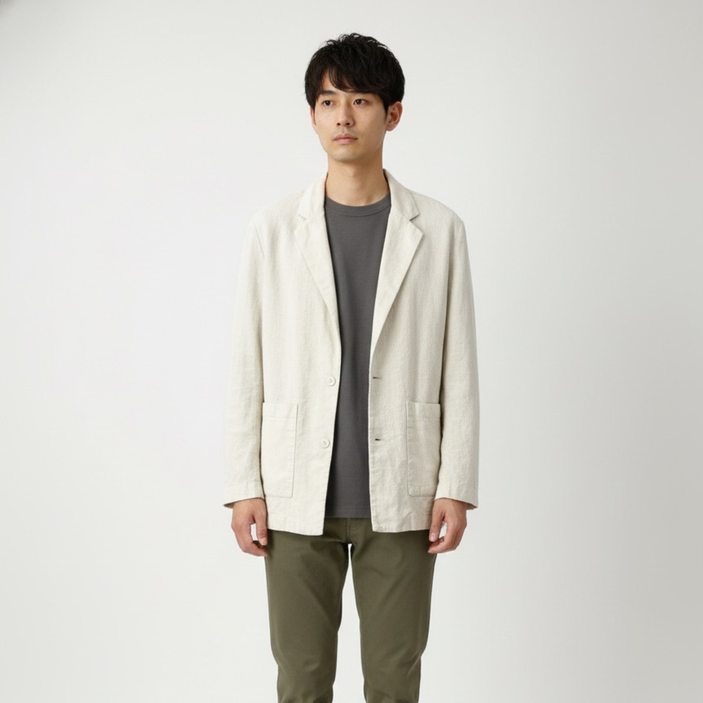 OAK + FORT Natural Cotton Ramie Relaxed 2 Button Blazer Size M